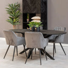 Mangoholz Esstisch Bologna Oval Schwarz 220x110 cm Mahom
