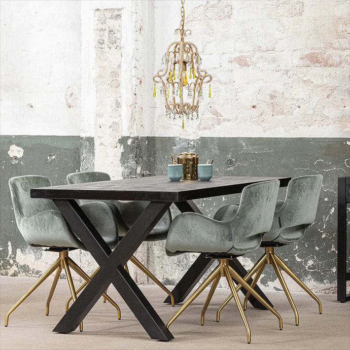 Mangoholz Esstisch Columbus Schwarz Rechteck 220x100 cm Mahom
