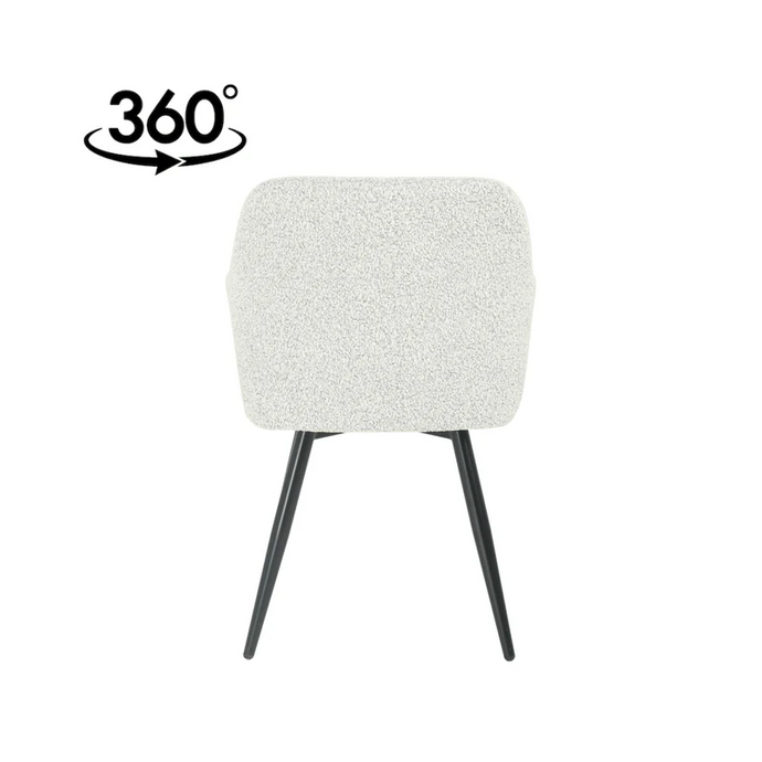 Esszimmerstuhl Amiens Beige Bouclé-Stoff mit schwarzem Fuß Mahom