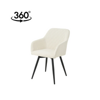 Esszimmerstuhl Amiens Weißer Bouclé-Stoff mit schwarzem Fuß Mahom