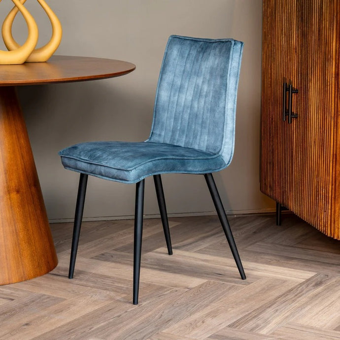 Esszimmerstuhl Angers dunkelblau mit schwarzem Fuß Mahom