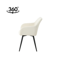 Esszimmerstuhl Amiens Weißer Bouclé-Stoff mit schwarzem Fuß Mahom