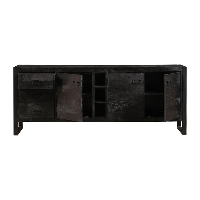 Mangoholz Anrichte Stockton Schwarz 200 cm Mahom