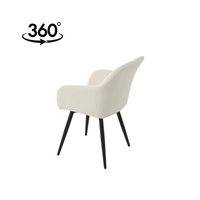 Esszimmerstuhl Amiens Weißer Bouclé-Stoff mit schwarzem Fuß Mahom