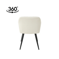 Esszimmerstuhl Amiens Weißer Bouclé-Stoff mit schwarzem Fuß Mahom