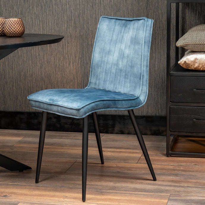 Esszimmerstuhl Angers dunkelblau mit schwarzem Fuß Mahom