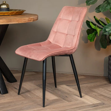 Esszimmerstuhl Nice Rosa mit schwarzem Fuß Mahom