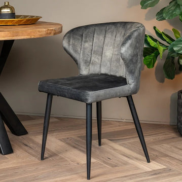 Esszimmerstuhl Lyon Dunkelgrün mit schwarzem Fuß Mahom