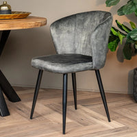 Esszimmerstuhl Toulon Dunkelgrün mit schwarzem Fuß Mahom