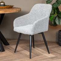 Esszimmerstuhl Amiens Beige Bouclé-Stoff mit schwarzem Fuß Mahom