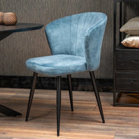 Esszimmerstuhl Toulon Dunkelblau mit schwarzem Fuß Mahom