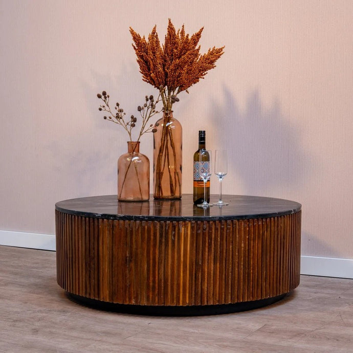 Mangoholz Couchtisch Rund Austin 105 cm Mahom