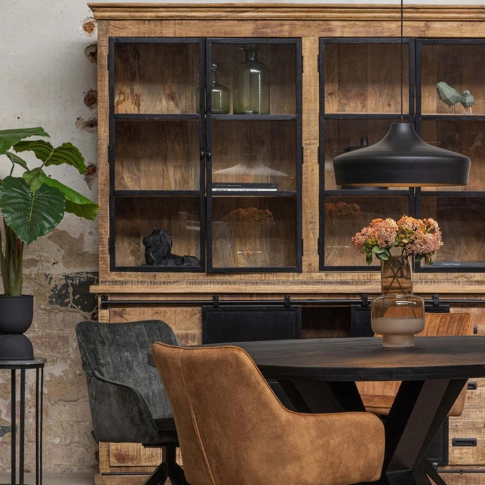 Mangoholz Buffet-Schrank Denver 200 cm Doppeltüren gerade Mahom