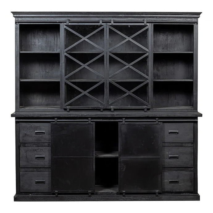 Mangoholz Buffet-Schrank Denver Schwarz 200x220 cm X Mahom