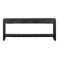 Mangoholz Seitentisch Britt Schwarz 3 Schubladen 150 cm Mahom