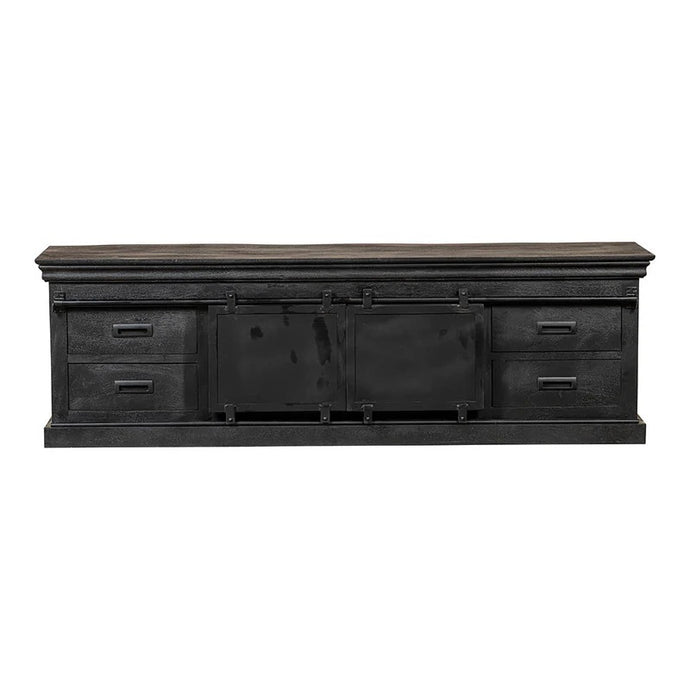 Mangoholz TV-Möbel Portland Schwarz 160 cm Mahom