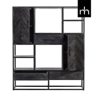 Mangoholz Fächerschrank Toronto Schwarz 120 cm Mahom