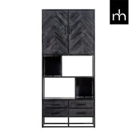 Mangoholz Fächerschrank Toronto Schwarz 90 cm Mahom