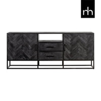 Mangoholz Anrichte Toronto Schwarz 180 cm Mahom