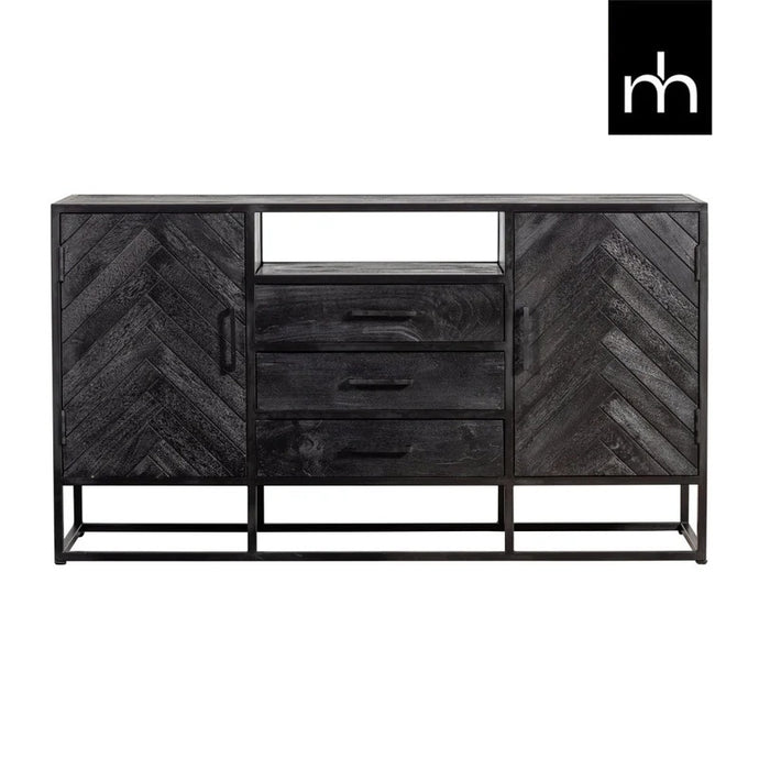 Mangoholz Anrichte Toronto Schwarz 145x80 cm Mahom