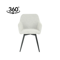 Esszimmerstuhl Amiens Beige Bouclé-Stoff mit schwarzem Fuß Mahom