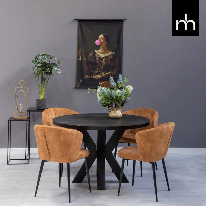 Esszimmerstuhl Toulon Cognac mit schwarzem Fuß Mahom