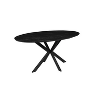 Mangoholz Esstisch Bologna Oval Schwarz 210x100 cm Mahom