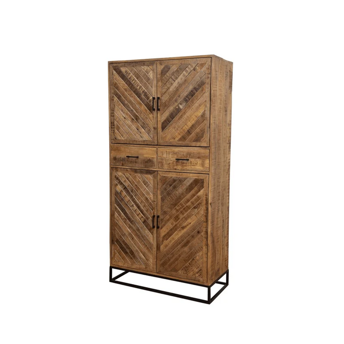 Mangoholz Schrank Reno 100 cm mit 2 Schubladen und 4 Türen Mahom