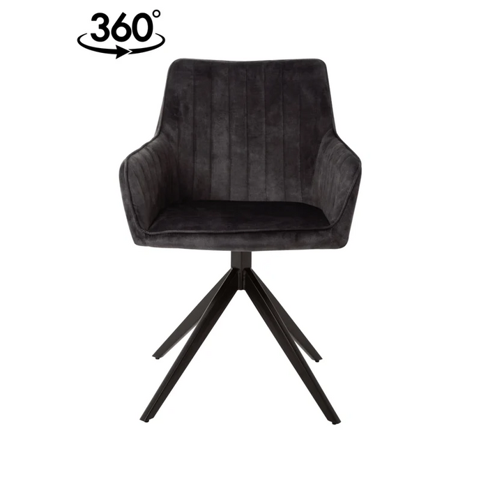 Esszimmerstuhl Cannes Dunkelgrau mit schwarzem Fuß Mahom