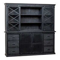 Mangoholz Buffet-Schrank Denver Schwarz 200x220 cm X Mahom