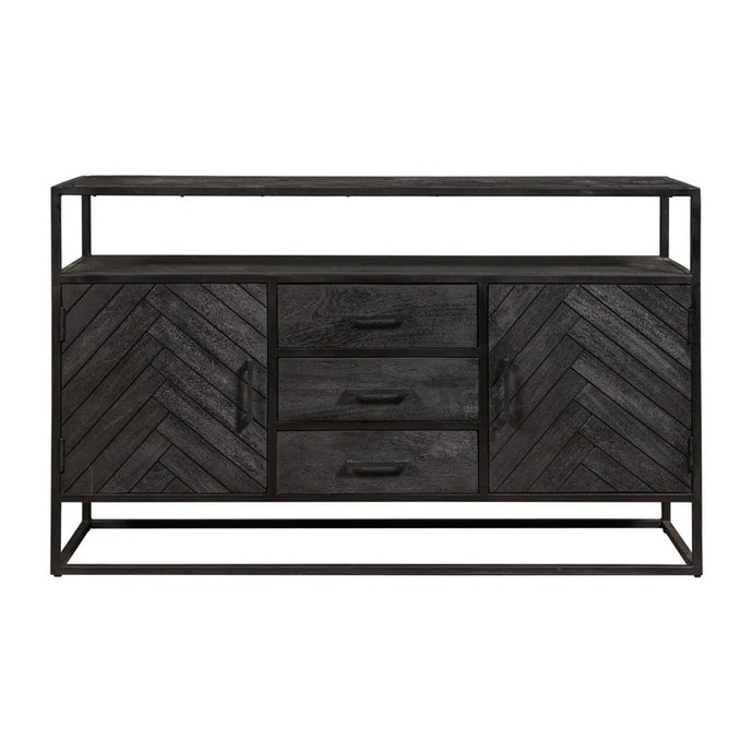 Mangoholz Anrichte Toronto Schwarz 145x90 cm Mahom
