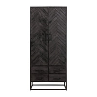 Mangoholz Schrank Toronto Schwarz 80 cm Mahom