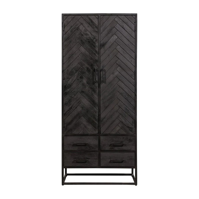 Mangoholz Schrank Toronto Schwarz 80 cm Mahom