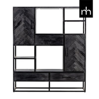 Mangoholz Fächerschrank Toronto Schwarz 120 cm Mahom