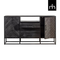 Mangoholz Anrichte Toronto Schwarz 145x80 cm Mahom