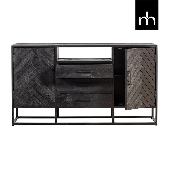 Mangoholz Anrichte Toronto Schwarz 145x80 cm Mahom