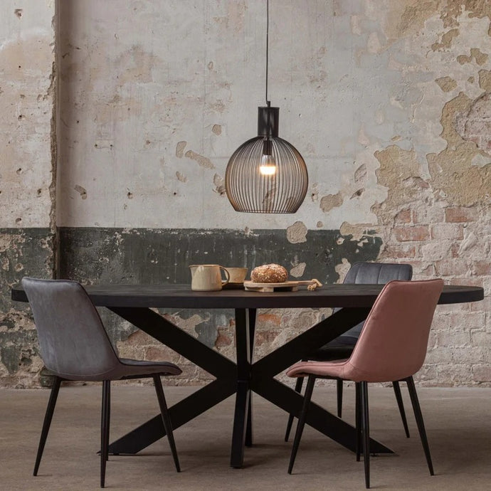 Mangoholz Esstisch Tulsa Schwarz Oval 300×130 cm Mahom