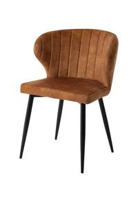 Esszimmerstuhl Lyon Cognac mit schwarzem Fuß Mahom
