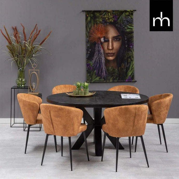 Esszimmerstuhl Toulon Cognac mit schwarzem Fuß Mahom