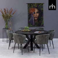 Esszimmerstuhl Toulon Dunkelgrün mit schwarzem Fuß Mahom