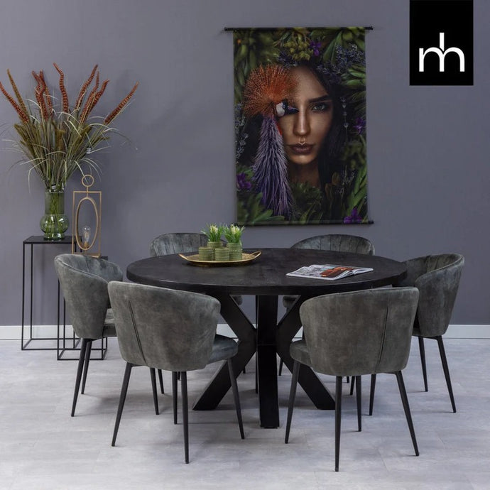 Esszimmerstuhl Toulon Dunkelgrün mit schwarzem Fuß Mahom