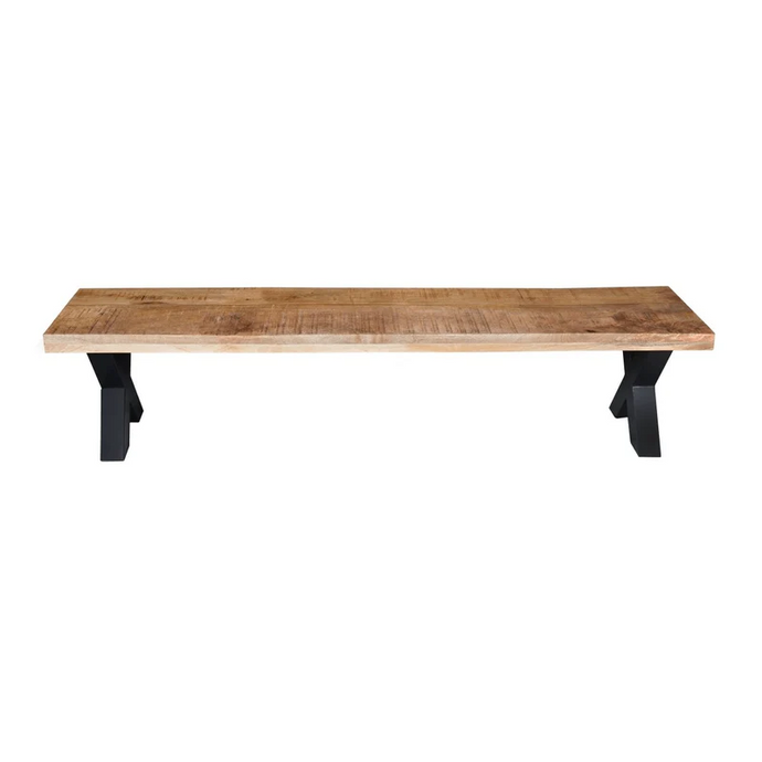 Mangoholz Esszimmerbank Columbus X-Fuß 180x40 cm Mahom