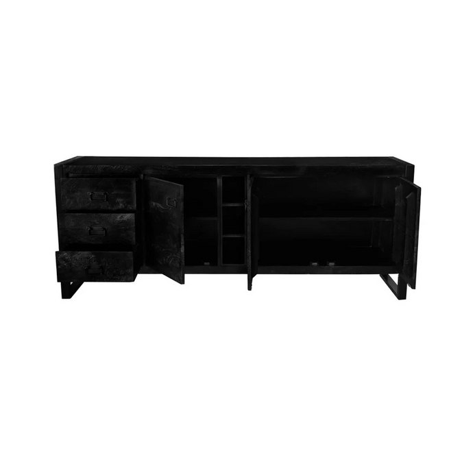 Mangoholz Anrichte Stockton Schwarz 200 cm Mahom