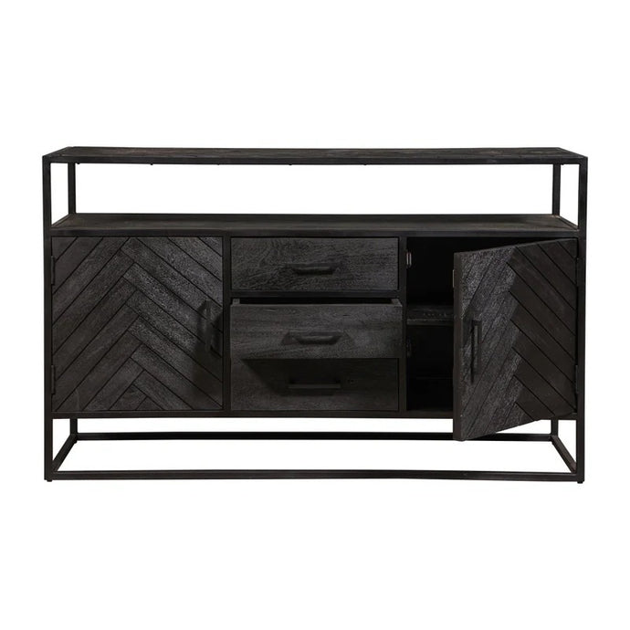 Mangoholz Anrichte Toronto Schwarz 145x90 cm Mahom