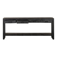 Mangoholz Seitentisch Britt Schwarz 4 Schubladen 180 cm Mahom