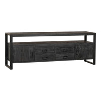 Mangoholz TV-Möbel Britt Schwarz 220 cm Mahom