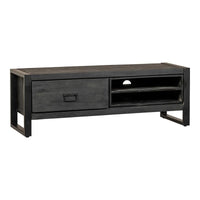 Mangoholz TV-Möbel Stockton Schwarz 130 cm Mahom