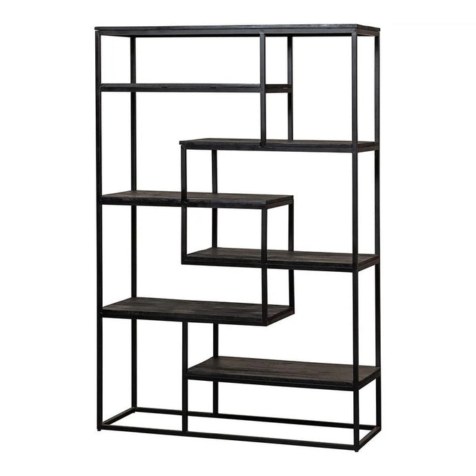 Mangoholz Fächerschrank Chicago Schwarz 120 cm Mahom