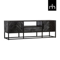 Mangoholz TV-Möbel Toronto Schwarz 145 cm Mahom