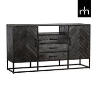 Mangoholz Anrichte Toronto Schwarz 145x80 cm Mahom
